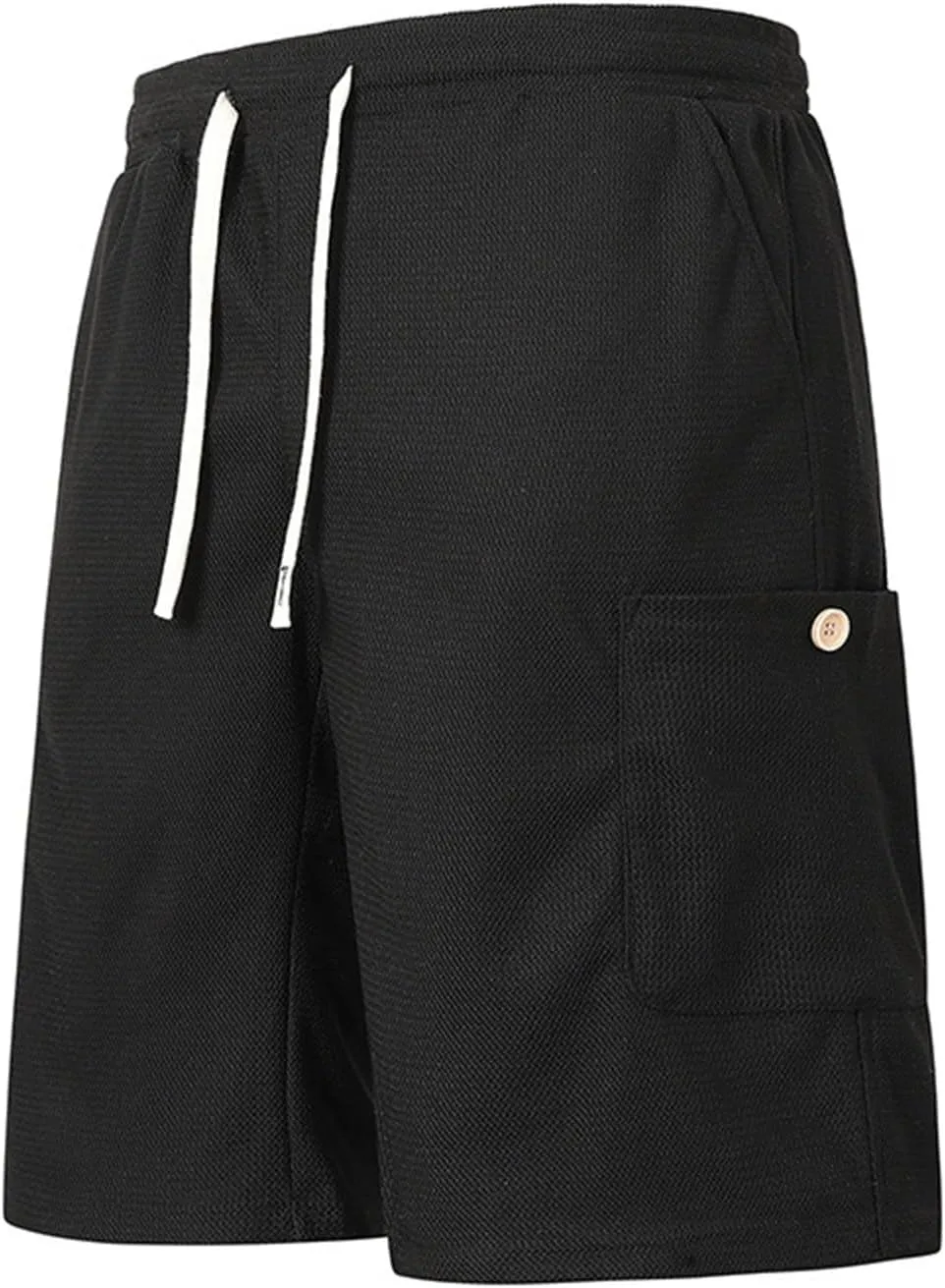 2025 Men Cargo Shorts Lounge Elastic Waist Drawstring Cotton Casual Outdoor Sweat Short Pant with Multi Pockets