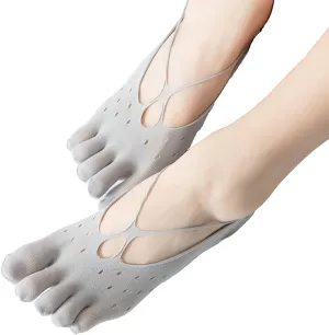 3 Pairs No Show Socks Womens Low Cut Liner Socks Breathable Non Slip Hidden Invisible Lace Yoga Socks with Grip(3 Pairs of Gray Cross)