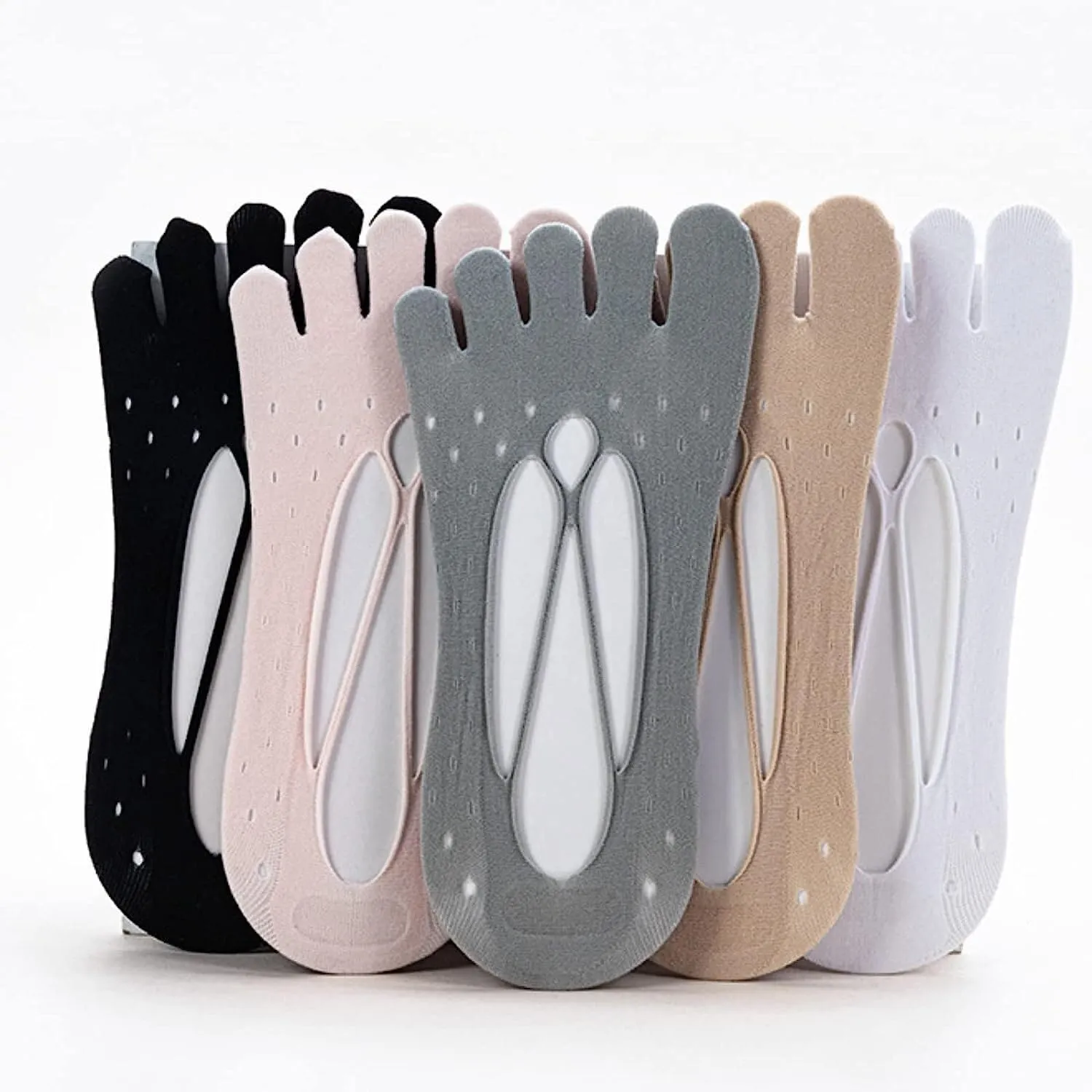 3 Pairs No Show Socks Womens Low Cut Liner Socks Breathable Non Slip Hidden Invisible Lace Yoga Socks with Grip(3 Pairs of Gray Cross)