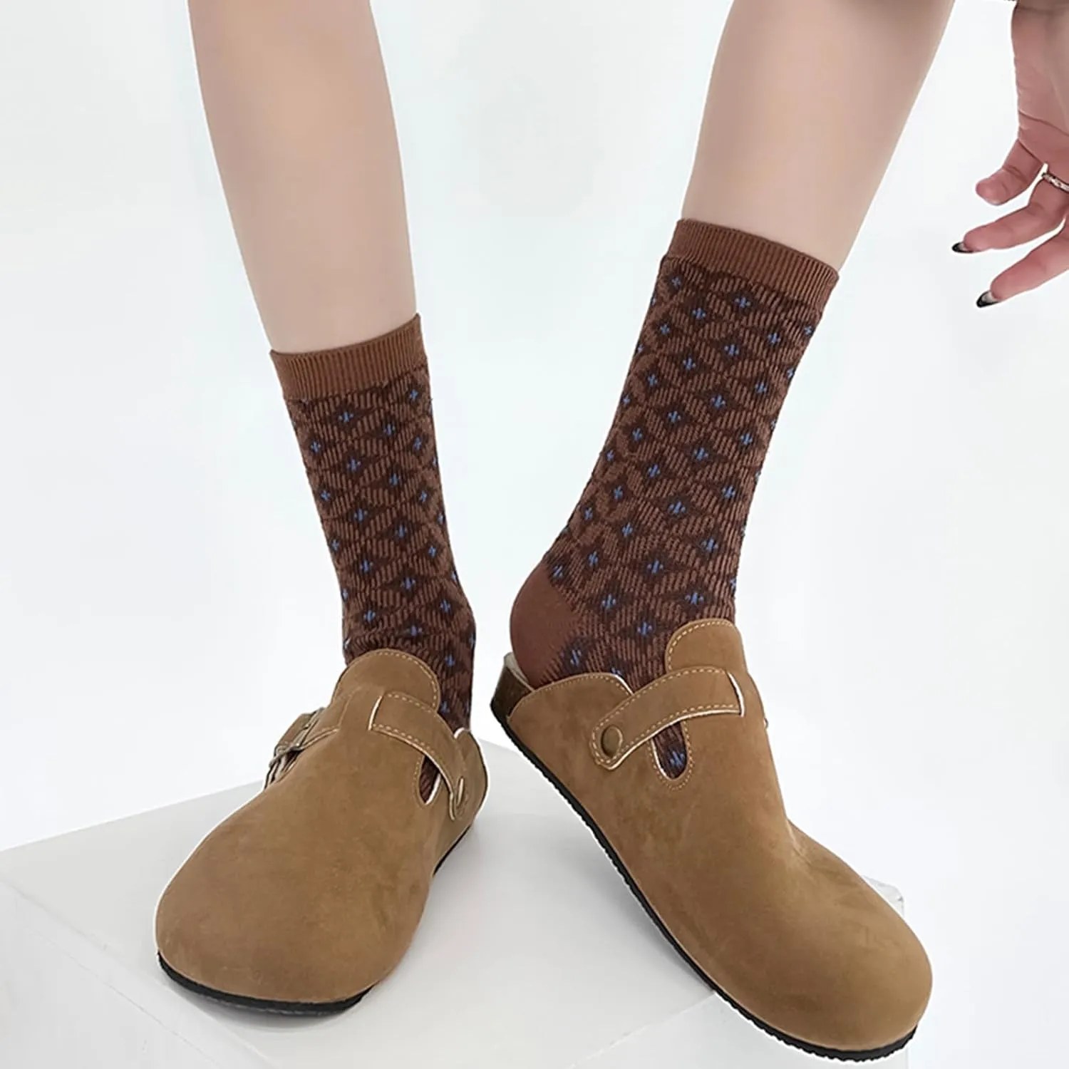 3 Pairs Women's Ankle Socks - Breathable Soft Patterned Striped Argyle Retro Color Clash Knit Socks