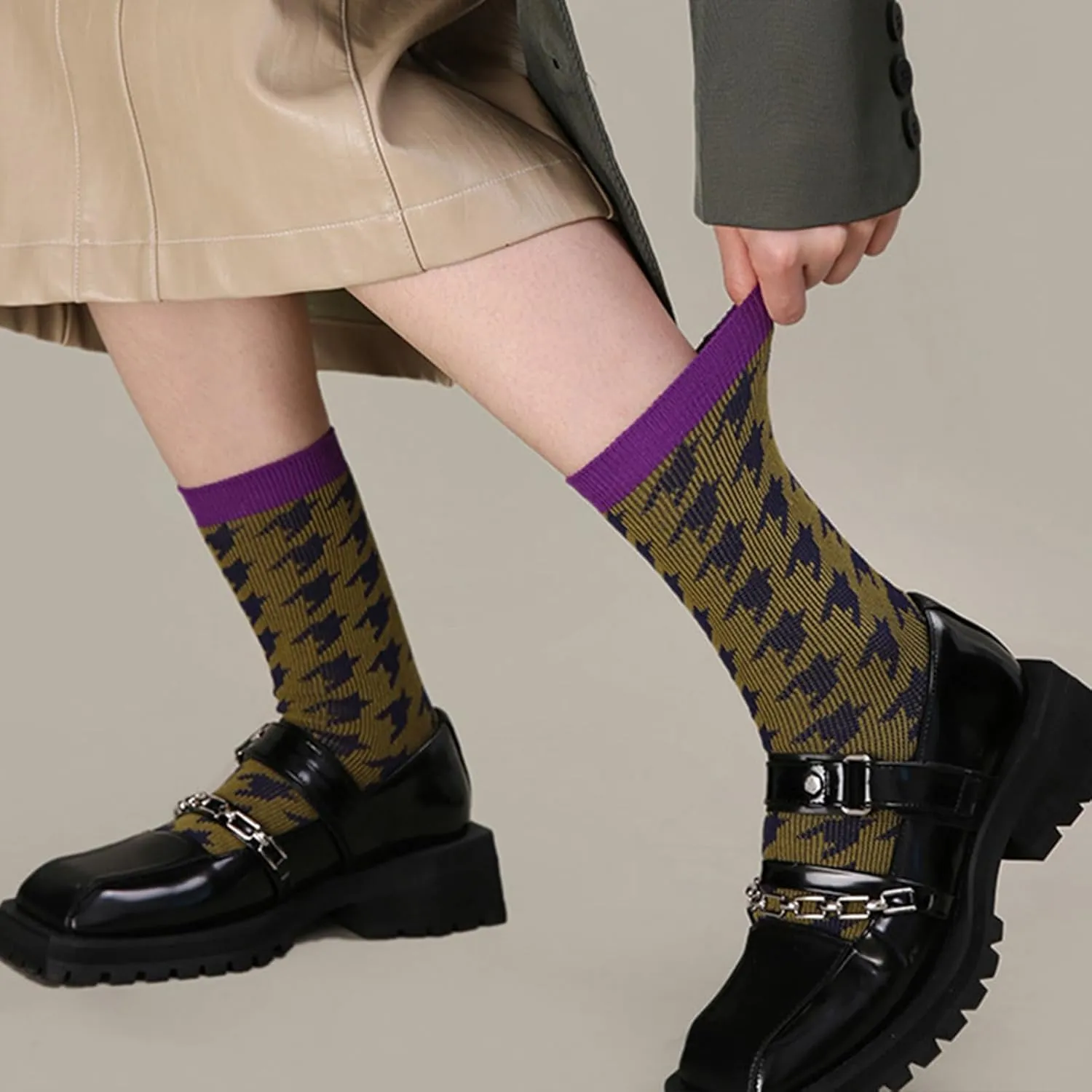 3 Pairs Women's Ankle Socks - Breathable Soft Patterned Striped Argyle Retro Color Clash Knit Socks