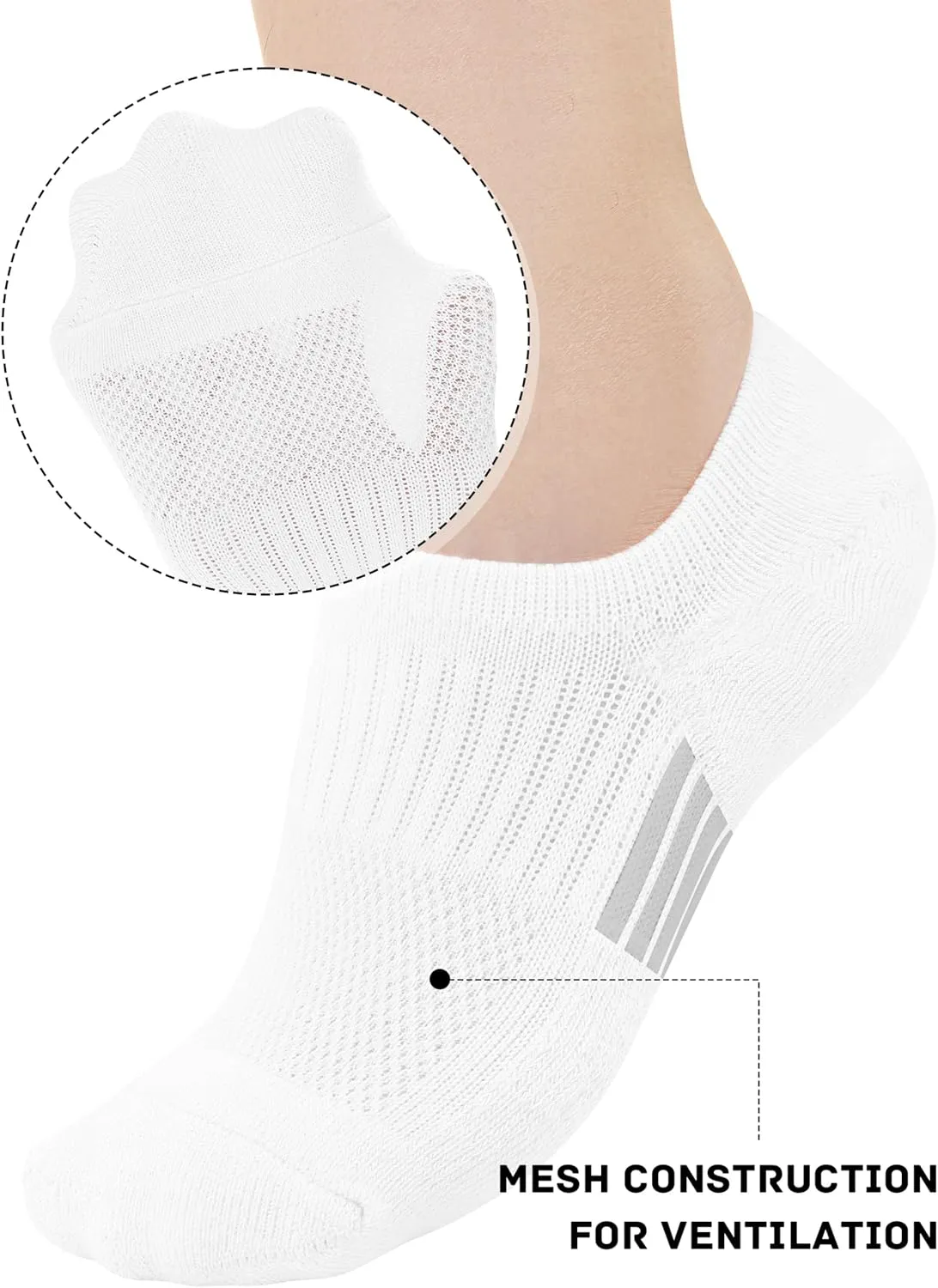 8 Pairs No Show Socks Womens Cushioned Low Cut Ankle Invisible Socks Non Slip Athletic Casual Socks