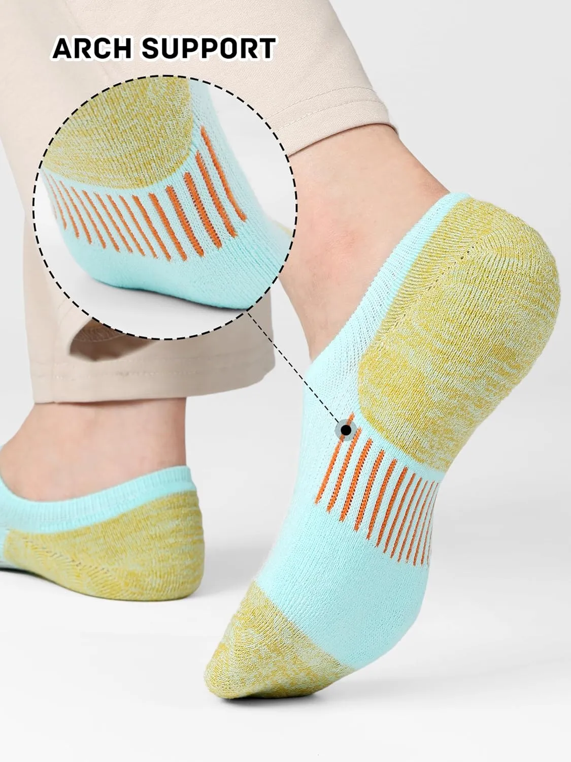 8 Pairs No Show Socks Womens Cushioned Low Cut Ankle Invisible Socks Non Slip Athletic Casual Socks