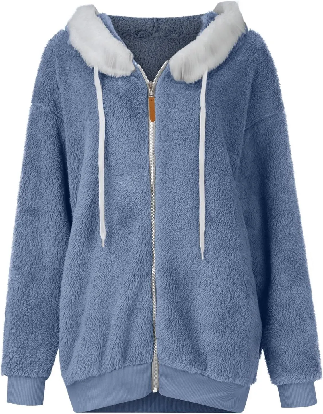 Akivide Women's Winter Warm Fluffy Coats Sherpa Zip Up Hoodie Fuzzy Fleece Jackets Cardigan Outerwear with Pockets