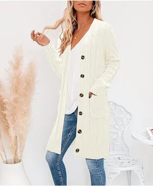 AYGJKIE Women's Long Sleeve Chunky Knit Sweater Cardigan