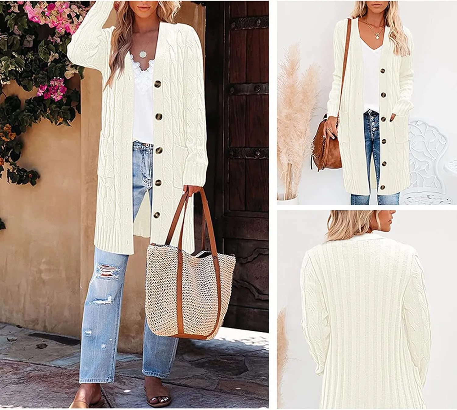 AYGJKIE Women's Long Sleeve Chunky Knit Sweater Cardigan