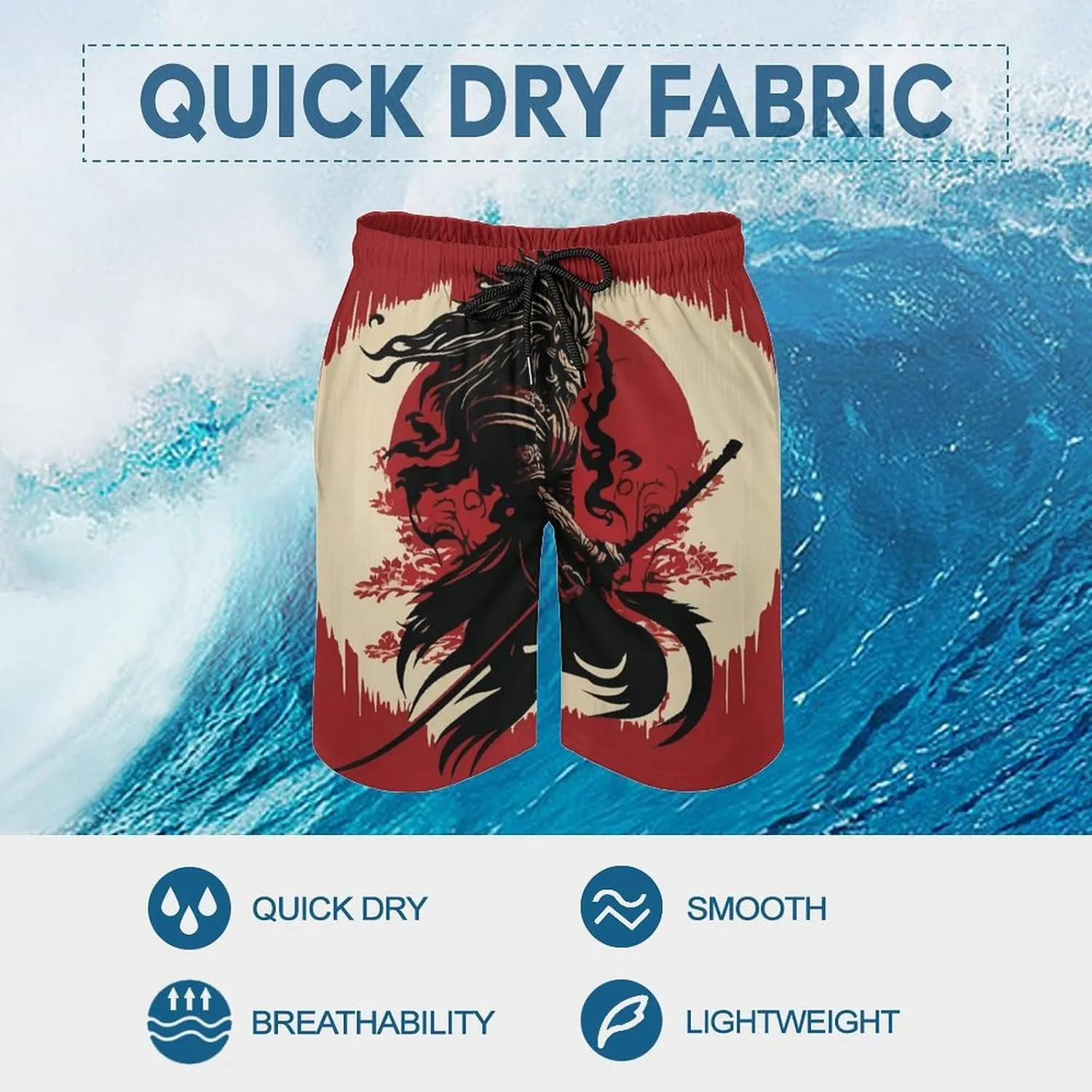 Beach Shorts for Men Anime Purple Sparks Flame Hawaiian Swim Board Shorts Mesh Lining Swimming Trunks Pocket