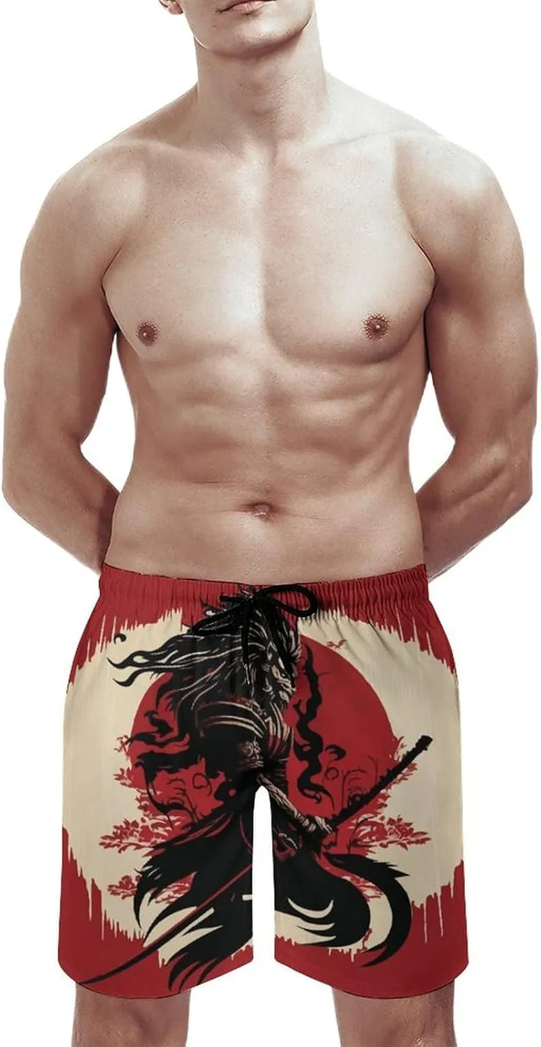 Beach Shorts for Men Anime Purple Sparks Flame Hawaiian Swim Board Shorts Mesh Lining Swimming Trunks Pocket
