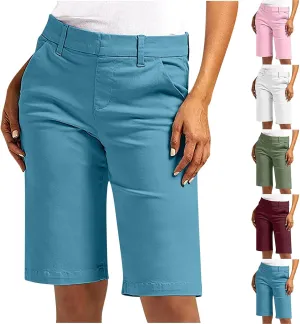 Bermuda Shorts for Women 2025 Trendy Casual Summer High Waisted Chino Shorts Straight Leg Hiking Vacation Outfits
