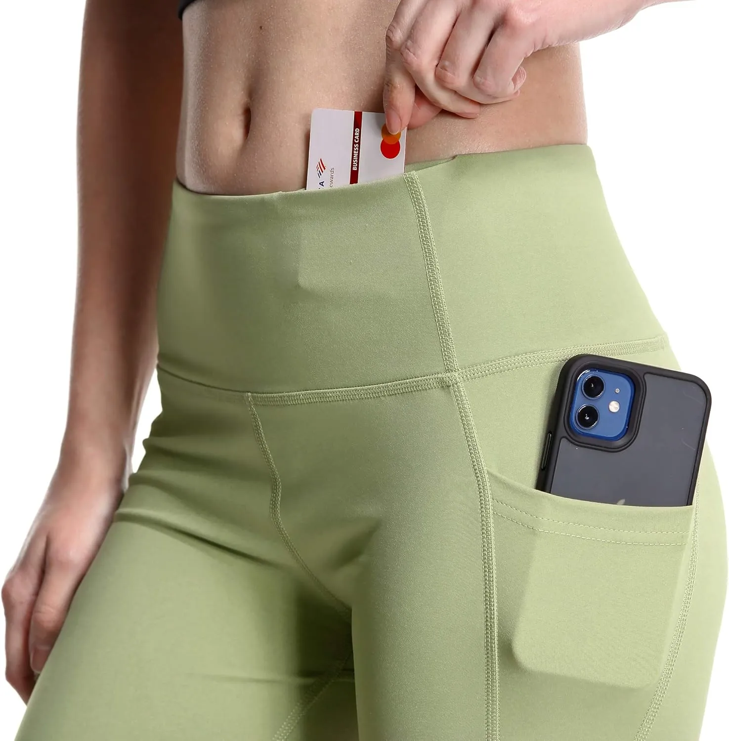 Biker Shorts for Active Women Workout Yoga Running Exercise High Waist Compression Short Pants with Pockets