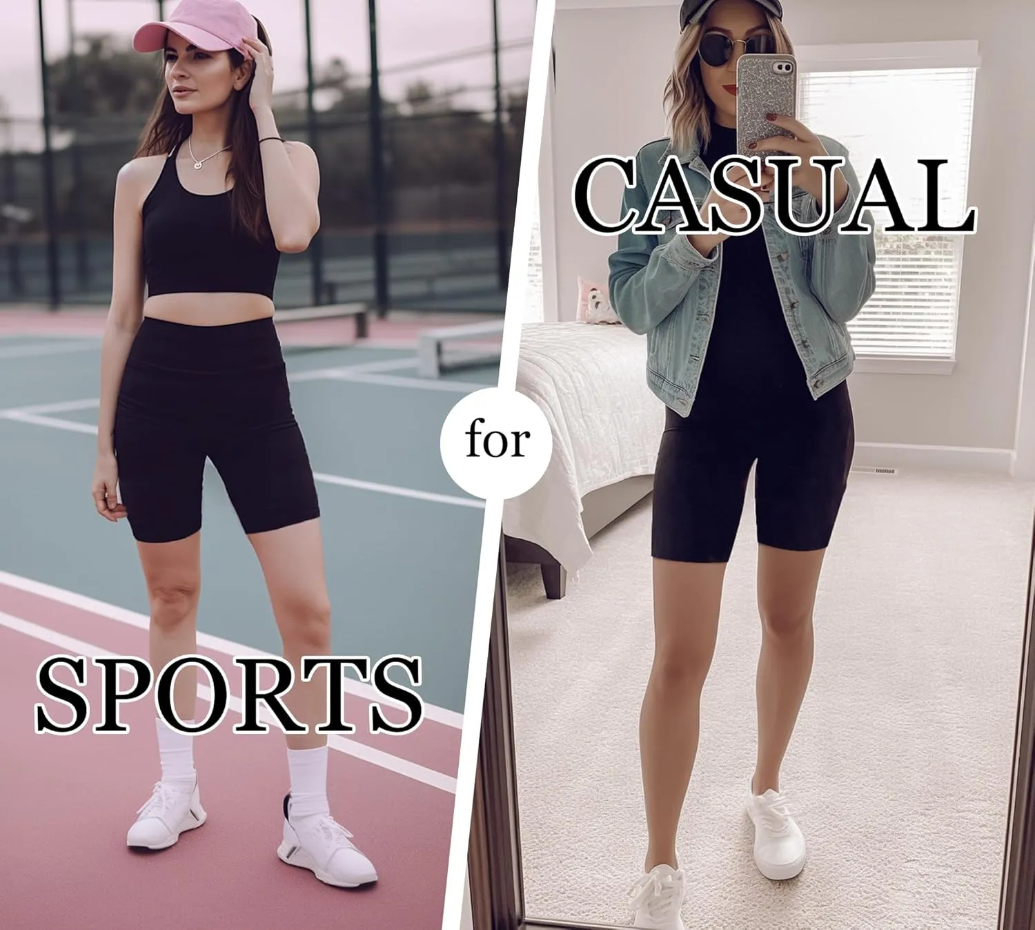Biker Shorts for Active Women Workout Yoga Running Exercise High Waist Compression Short Pants with Pockets