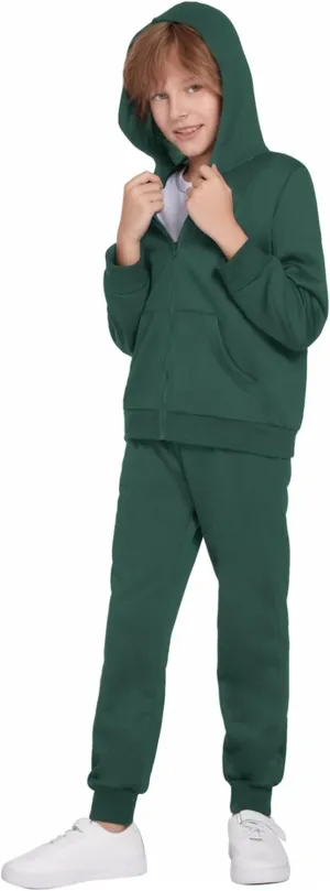 Boyoo Boys' 2 Piece Athletic Tracksuit Jogging Sets Outfit Sweatsuit Zip Up Hoodie and Active Pants for Kids 5-14 Years