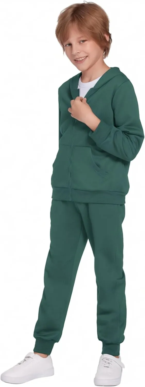 Boyoo Boys' 2 Piece Athletic Tracksuit Jogging Sets Outfit Sweatsuit Zip Up Hoodie and Active Pants for Kids 5-14 Years