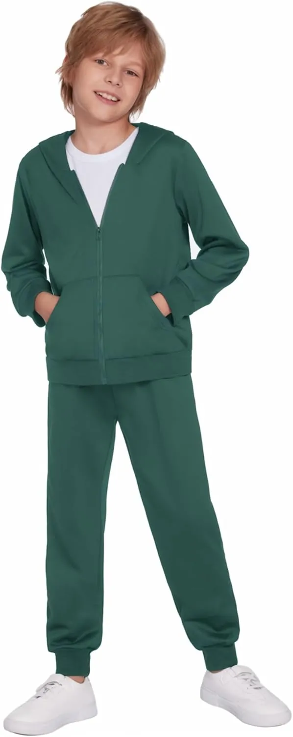Boyoo Boys' 2 Piece Athletic Tracksuit Jogging Sets Outfit Sweatsuit Zip Up Hoodie and Active Pants for Kids 5-14 Years