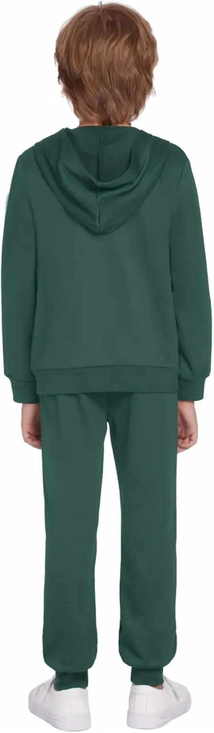 Boyoo Boys' 2 Piece Athletic Tracksuit Jogging Sets Outfit Sweatsuit Zip Up Hoodie and Active Pants for Kids 5-14 Years