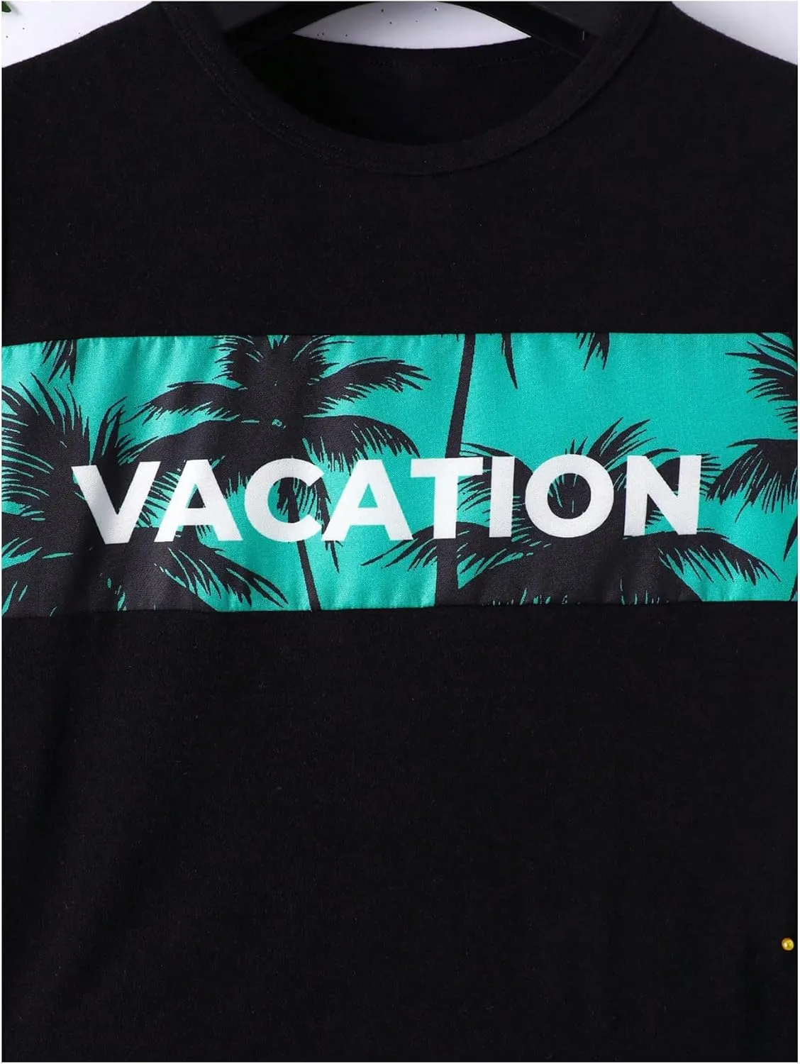 Boy's 2 Piece Summer Hawaiian Outfits Letter Tropical Graphic T Shirt Short Sleeve Tee and Casual Track Shorts Set