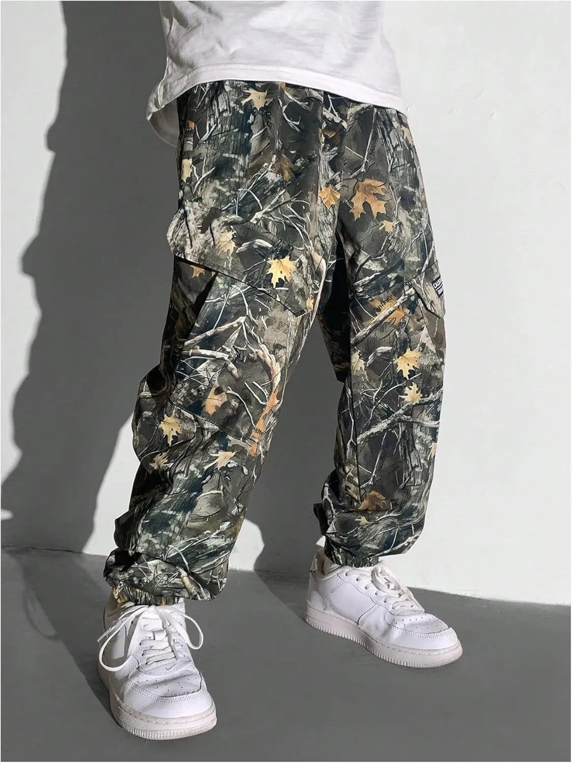 Boy's Camo Cargo Pants Elastic Waist Sports Joggers Casual Sweatpants with Pockets