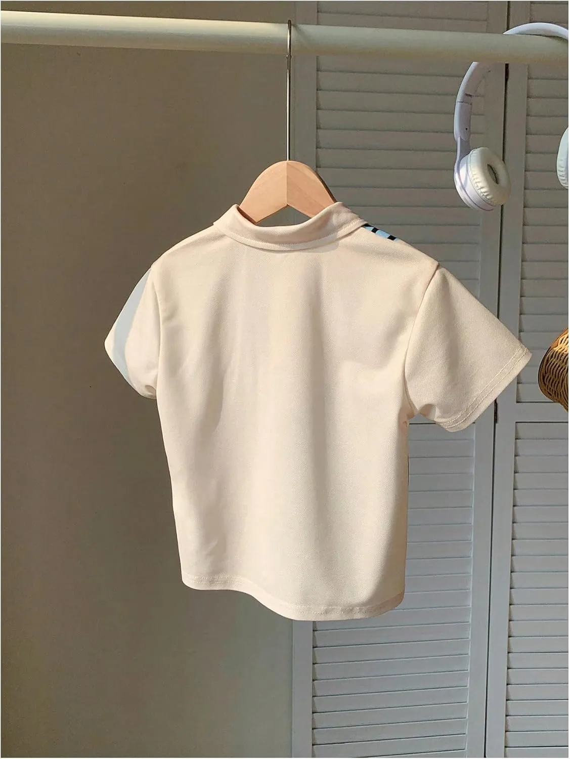 Boy's Cartoon Rabbit Graphic Tee Shirts Cute Short Sleeve Button Front Golf Shirt