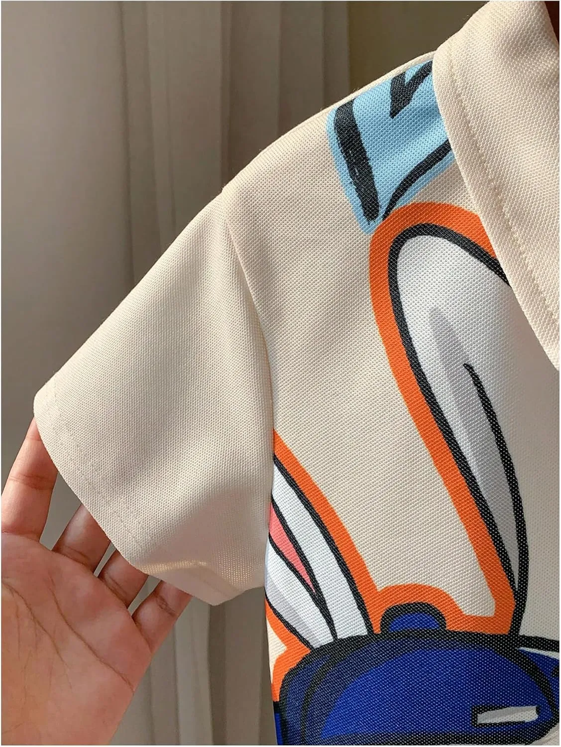 Boy's Cartoon Rabbit Graphic Tee Shirts Cute Short Sleeve Button Front Golf Shirt