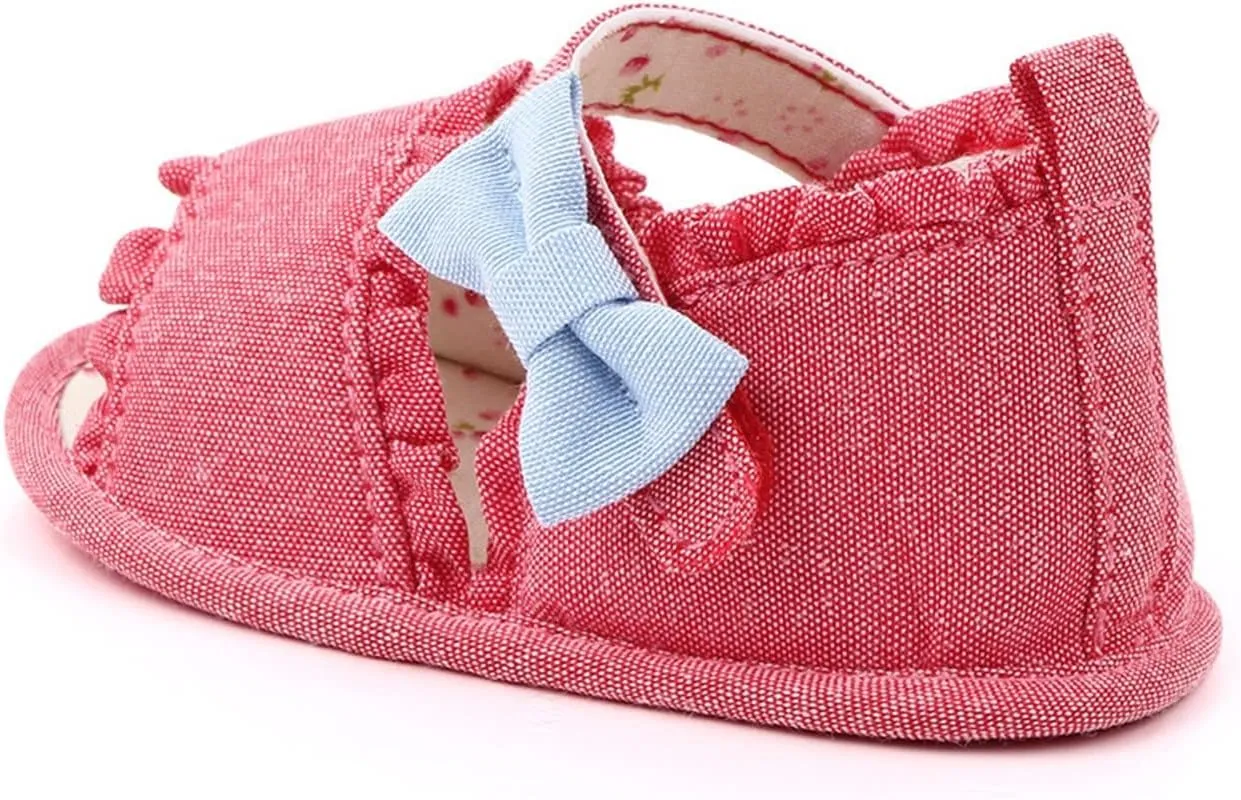 Boys Sandals Closed Toe Girls Sandals Baby Newborn Summer Sneakers Cute Colorful Bow Walking Shoes Sticky Straps Shoes