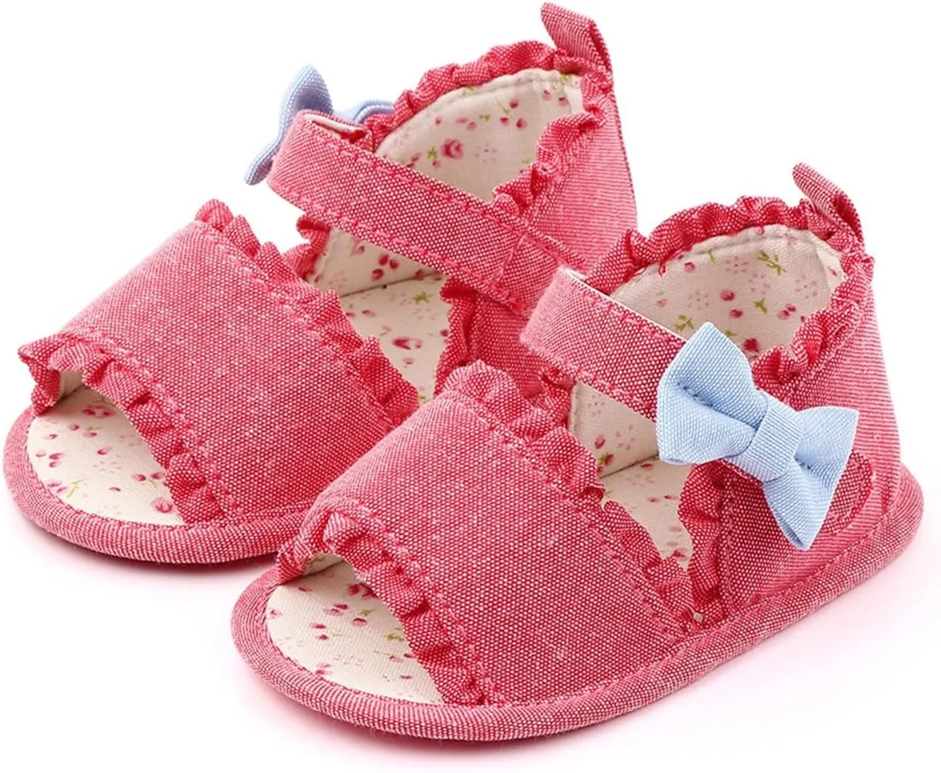 Boys Sandals Closed Toe Girls Sandals Baby Newborn Summer Sneakers Cute Colorful Bow Walking Shoes Sticky Straps Shoes