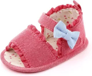 Boys Sandals Closed Toe Girls Sandals Baby Newborn Summer Sneakers Cute Colorful Bow Walking Shoes Sticky Straps Shoes
