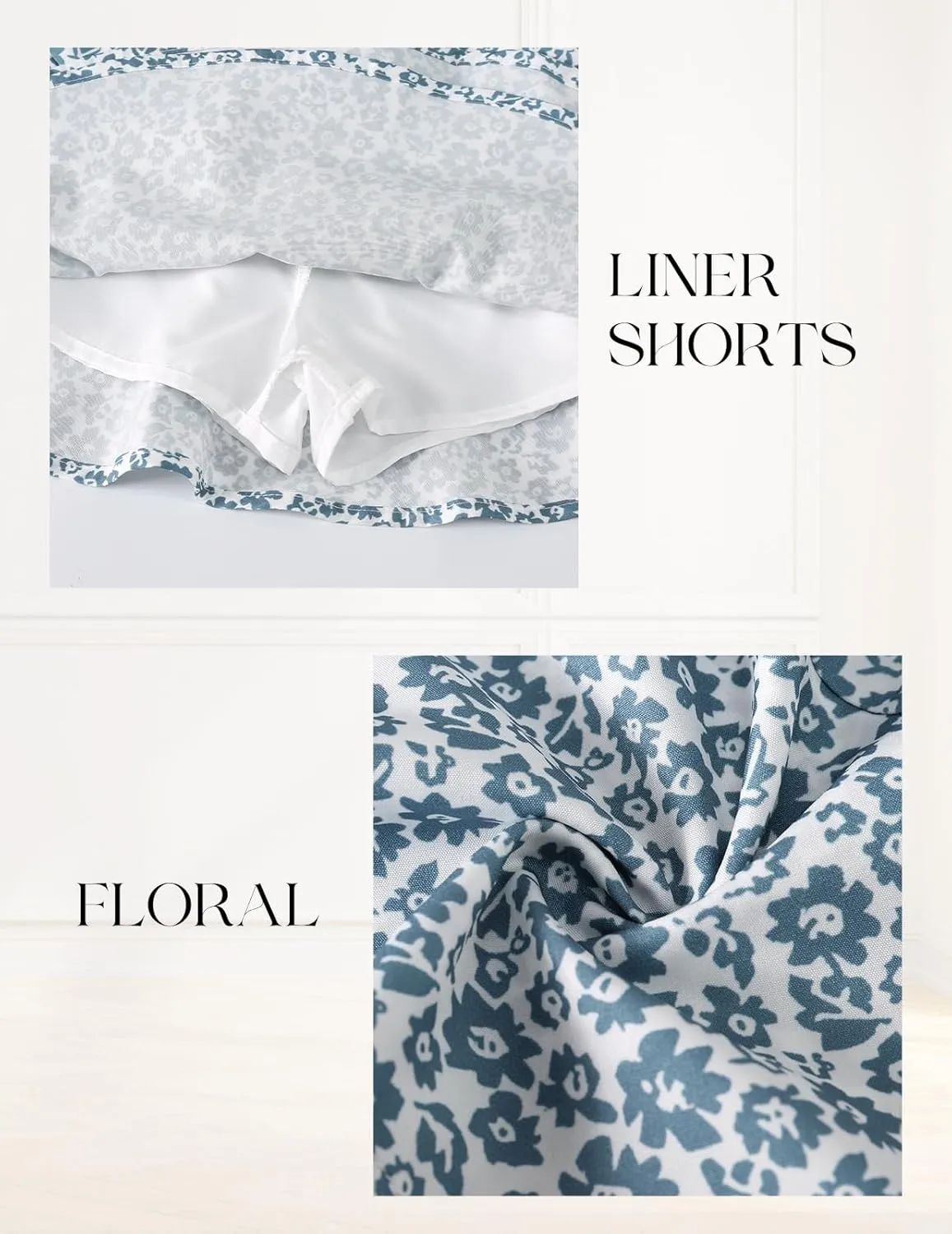Bridesmay Flowy Shorts for Women Summer Ruffle Mini Skirt Boho Floral Skorts for Casual, Running and Tennis