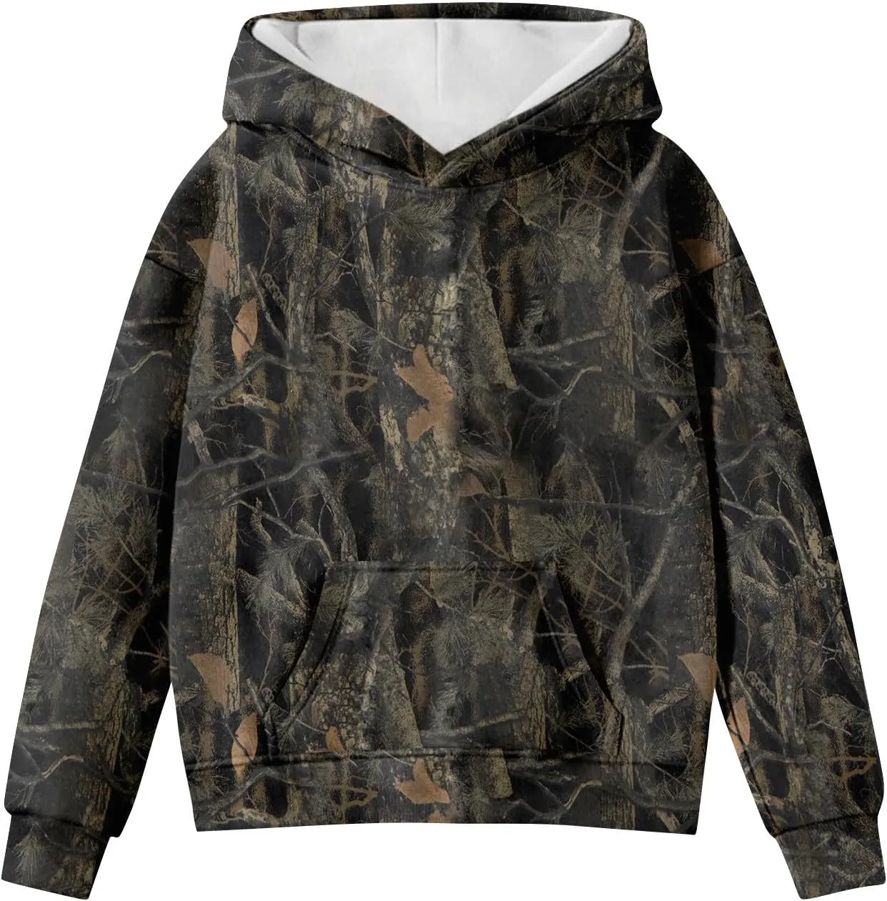 Camo Hoodies for Kids Boys Girls Cute Sweatshirt Maple Leaf Print Oversized Fleece Sweatshirts Classic Pullover with Pocket