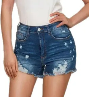 Casual Vintage Ripped Jean Hot Pants Shorts for Women, High Waisted Stretchy Denim Shorts