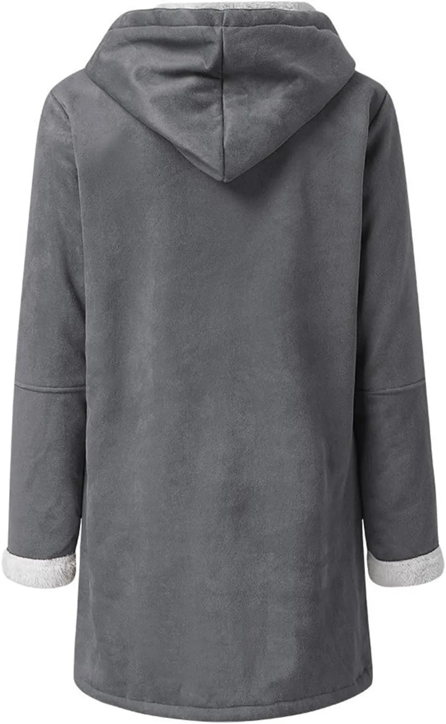Cbcbtwo Women Fuzzy Fleece Hoodie Jackets Plus Size Full Zip Up Sherpa Lined Outerwear Faux Suede Winter Thicken Parka Jacket