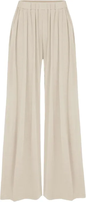 CIDER Wide Leg Palazzo Pants for Women with Pockets Elastic Business Causal Pants Women Summer for Beach Travel Trousers