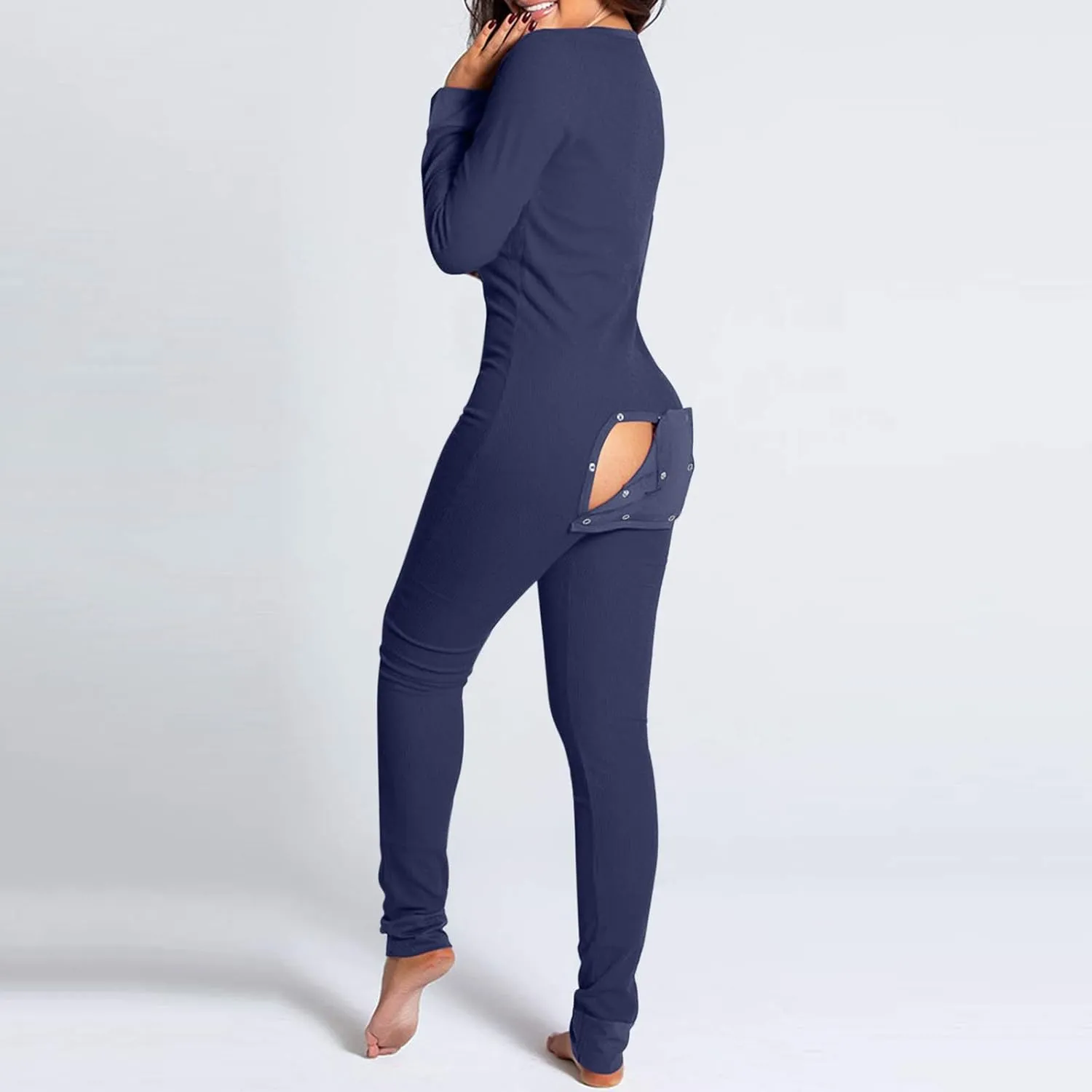 cochineal Women V Neck Long Sleeve Jumpsuit Heart Print Button Down Bodysuit Sexy Bodycon Bow Pajamas One Piece Sleepwear