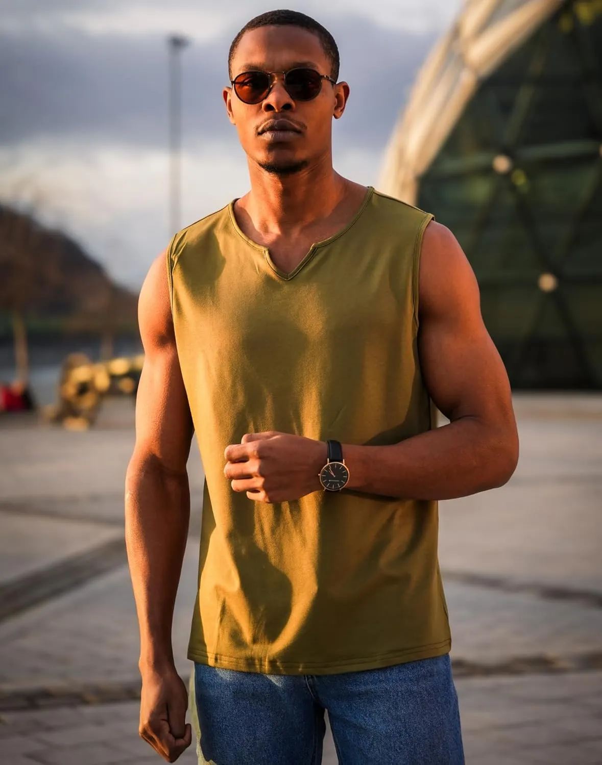 COOFANDY Casual Sleeveless Shirts for Men Cotton V Neck Tank Tops Summer 2 Pack Workout Gym Muscle Tee
