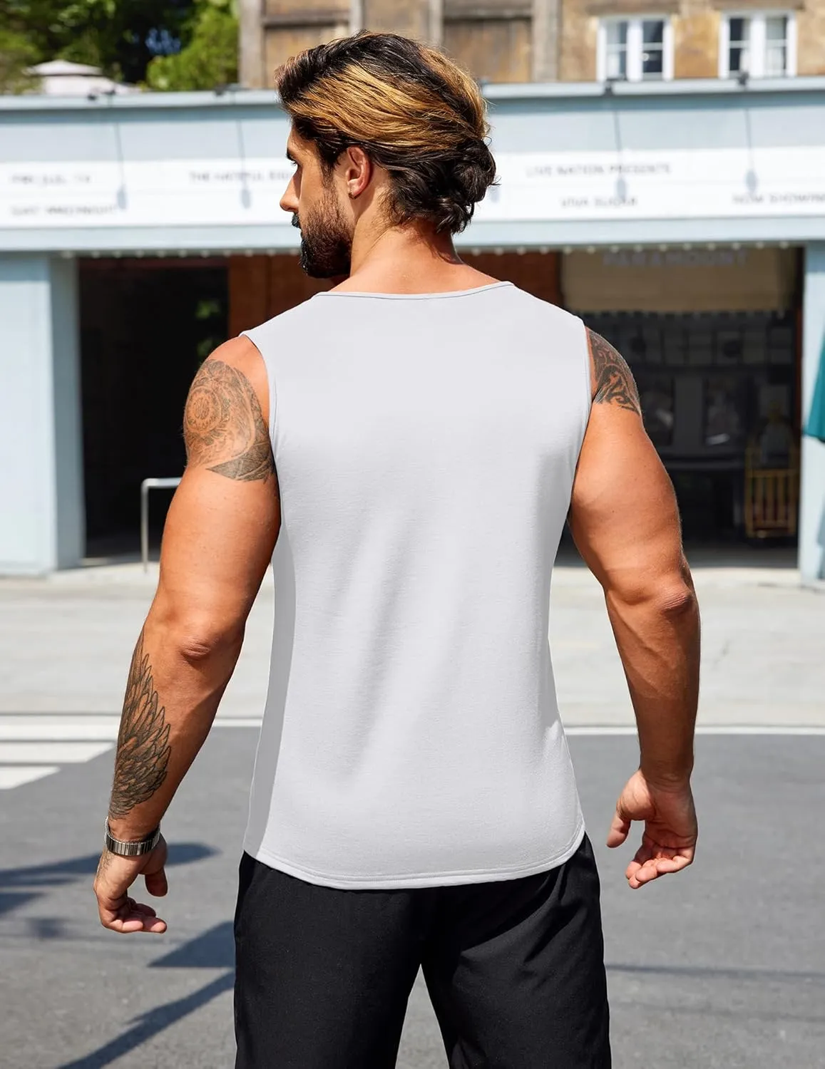 COOFANDY Casual Sleeveless Shirts for Men Cotton V Neck Tank Tops Summer 2 Pack Workout Gym Muscle Tee