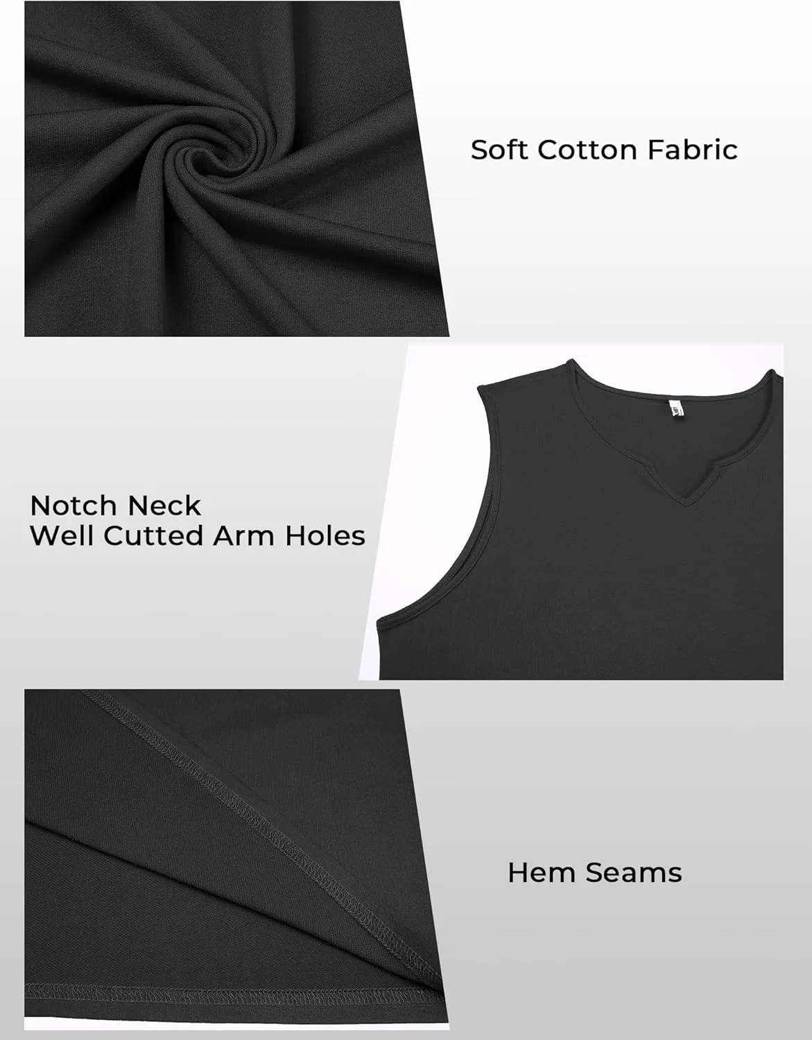 COOFANDY Casual Sleeveless Shirts for Men Cotton V Neck Tank Tops Summer 2 Pack Workout Gym Muscle Tee