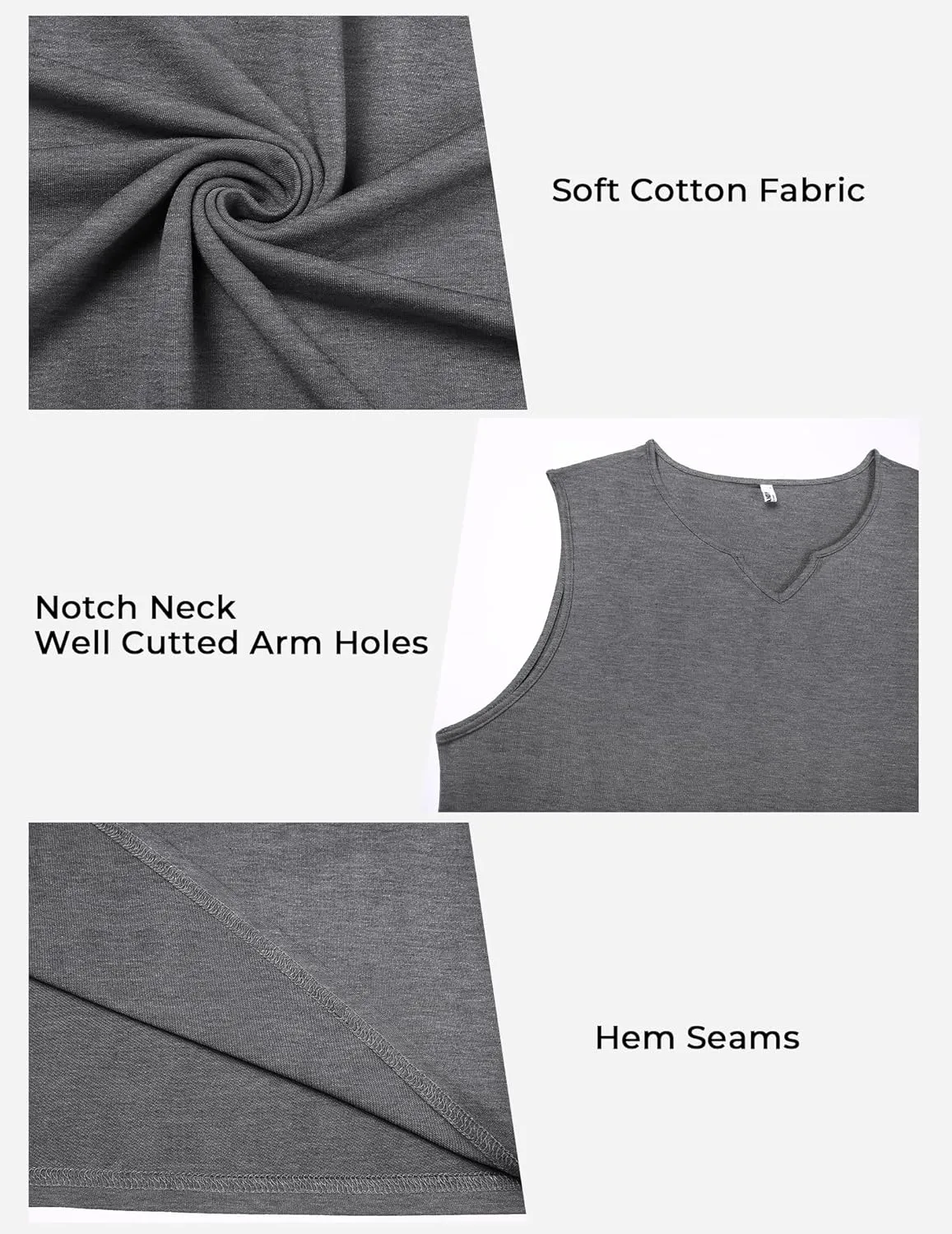 COOFANDY Casual Sleeveless Shirts for Men Cotton V Neck Tank Tops Summer 2 Pack Workout Gym Muscle Tee