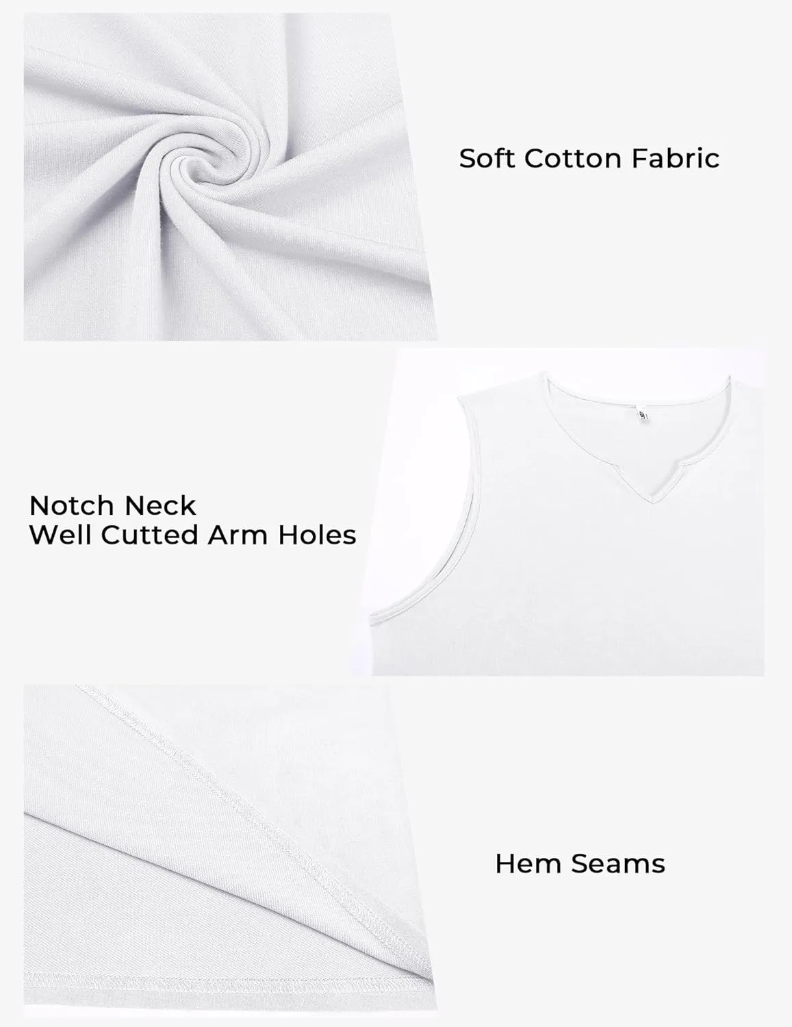 COOFANDY Casual Sleeveless Shirts for Men Cotton V Neck Tank Tops Summer 2 Pack Workout Gym Muscle Tee