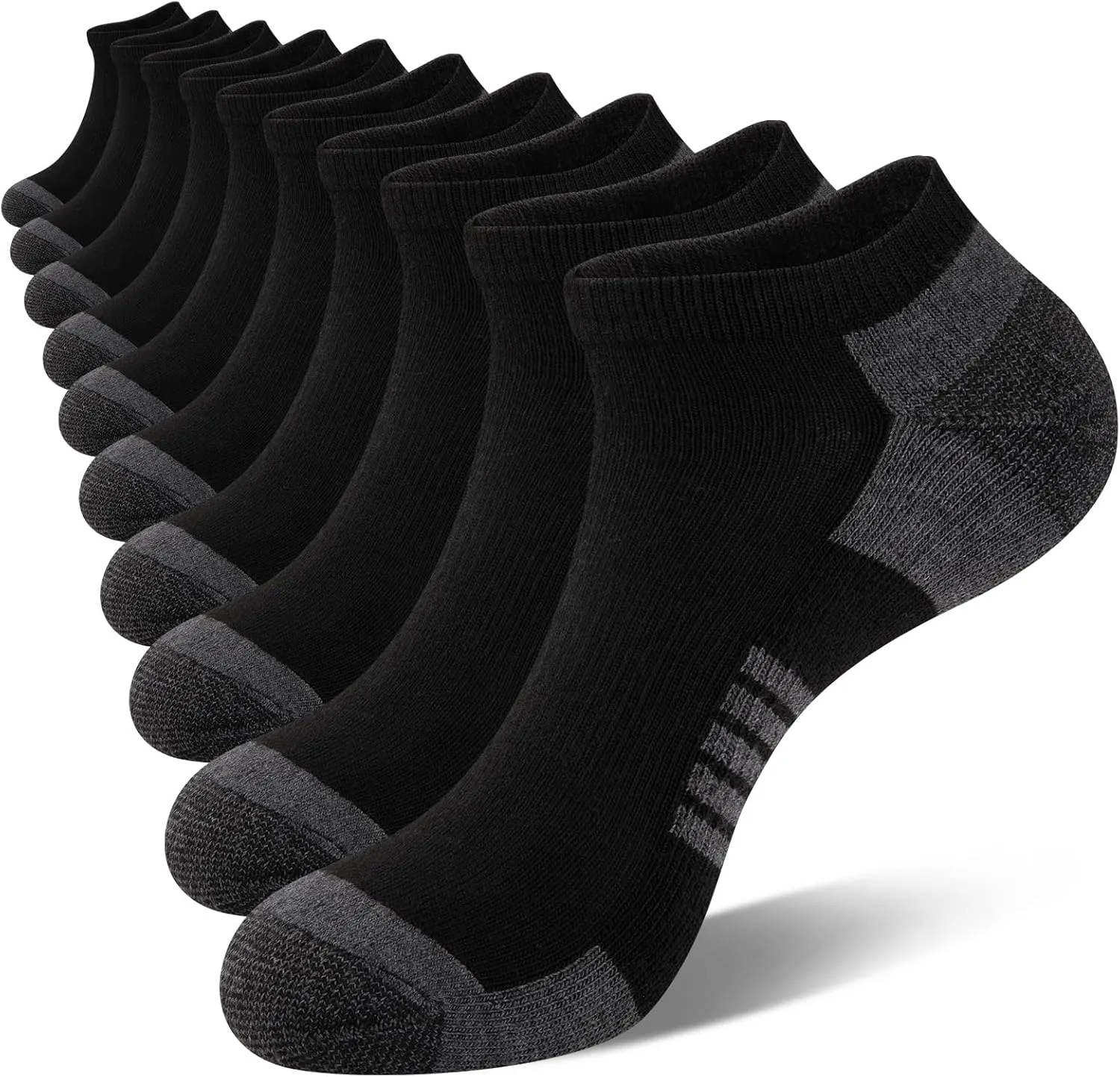 COOVAN 10 Pairs Mens Ankle Socks Men 10 Pack Low Cut Comfort Cushion Casual Socks