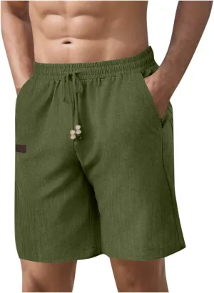 Cotton Shorts for Men Casual Drawstring Elastic Waist Shorts Men Lightweight Workout Athletic Gym Shorts with Pocket