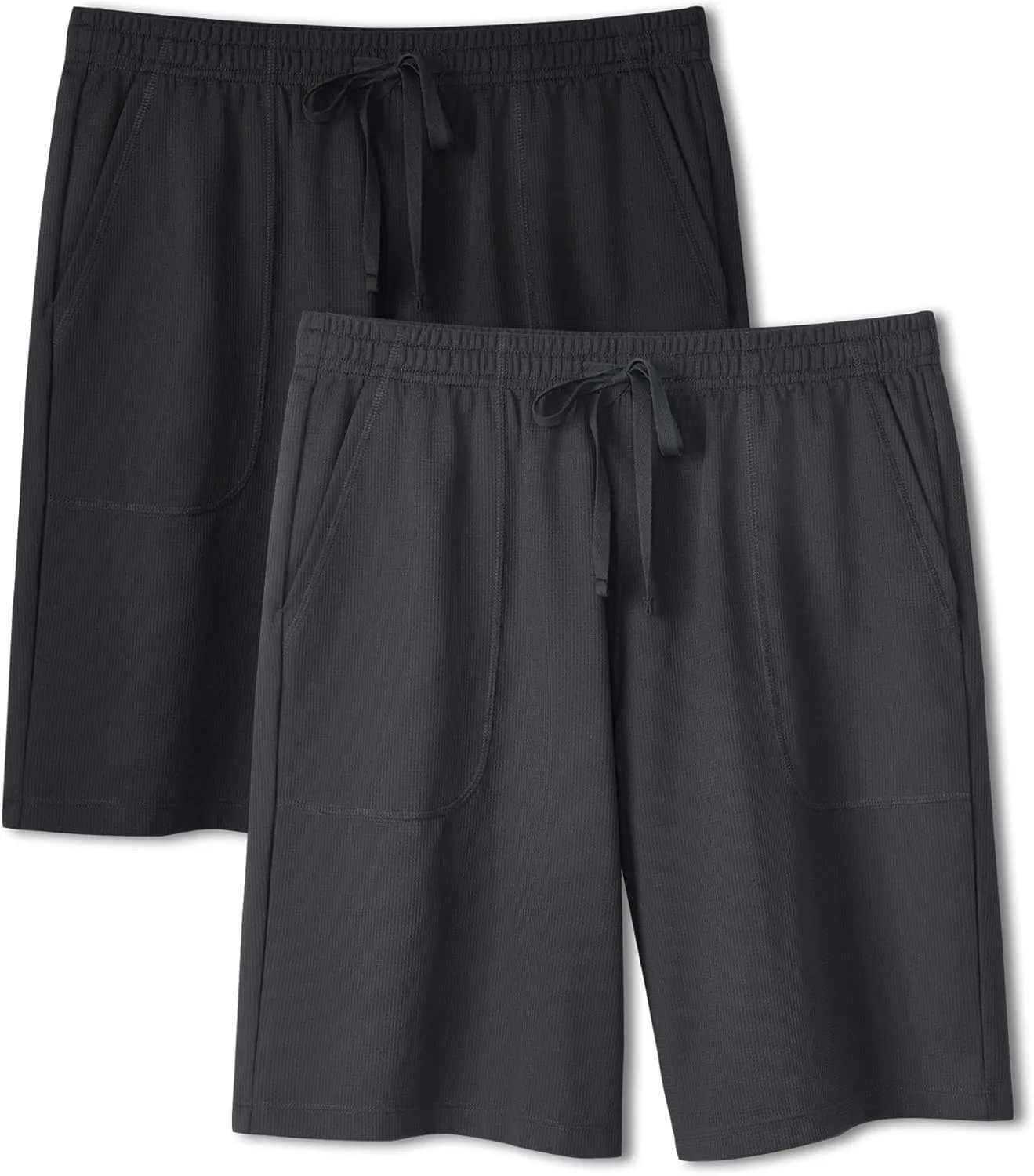 DAVID ARCHY Mens Pajama Shorts Sleep Pants Quick Dry Lounge Soft Comfy Lightweight Waffle Pj Bottoms Shorts for Men 2 Pack