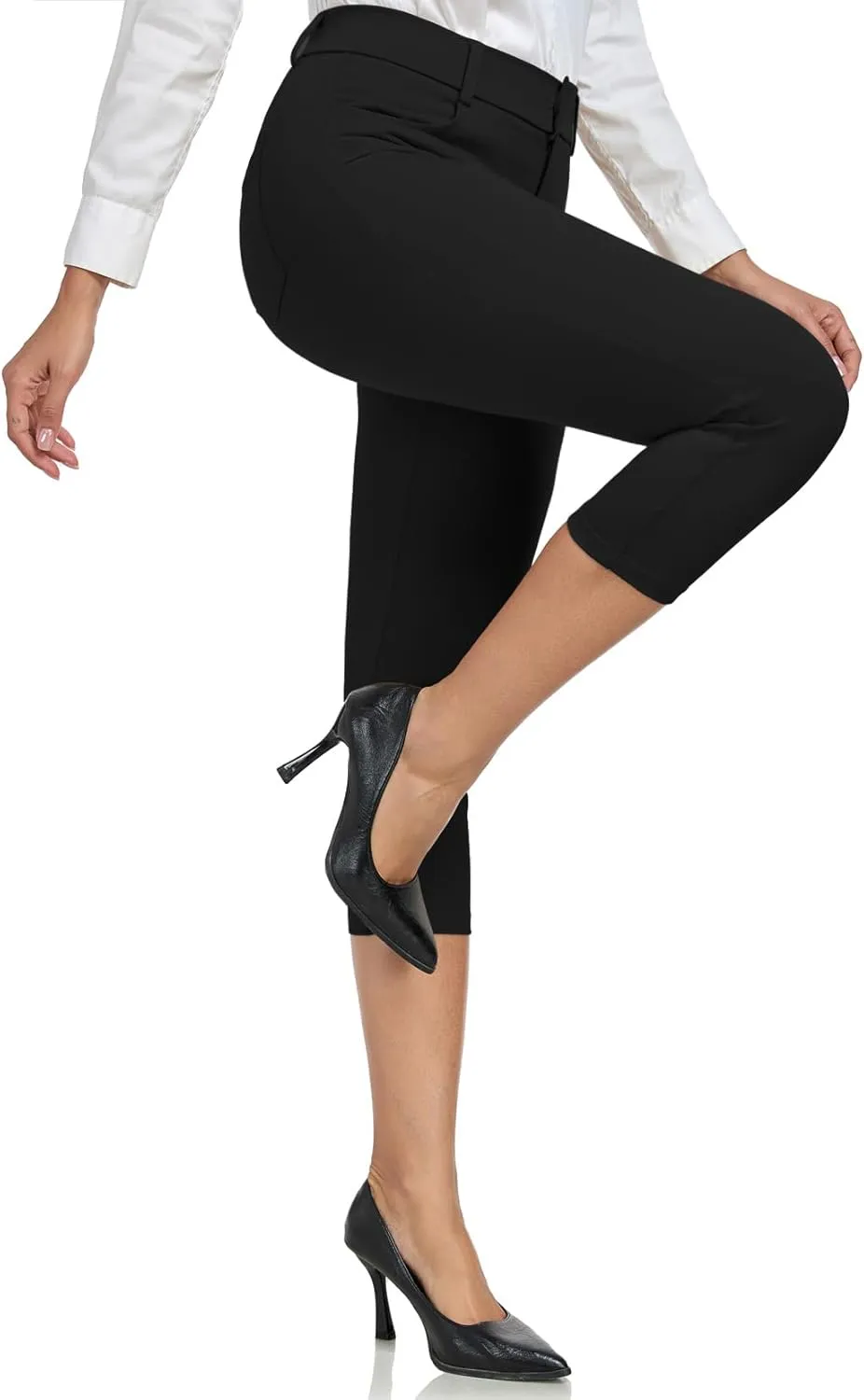 DAYOUNG Capri Pants for Women Work Office Casual Slacks High Waist Stretchy Yoga Dress Pants for Women with Pockets