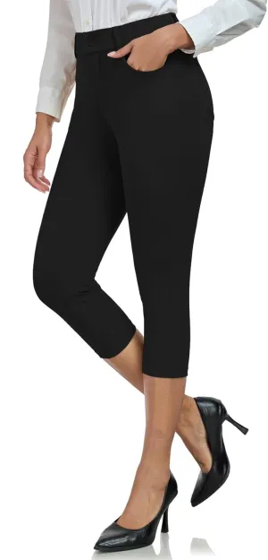 DAYOUNG Capri Pants for Women Work Office Casual Slacks High Waist Stretchy Yoga Dress Pants for Women with Pockets