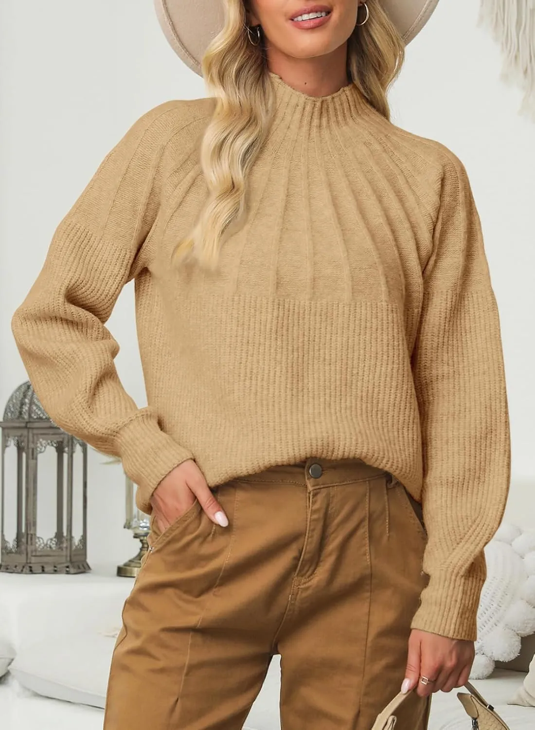 Dokotoo 2024 Winter Fall Turtleneck Sweater High Neck Long Sleeve Oversized Sweaters Pullover Outerwear