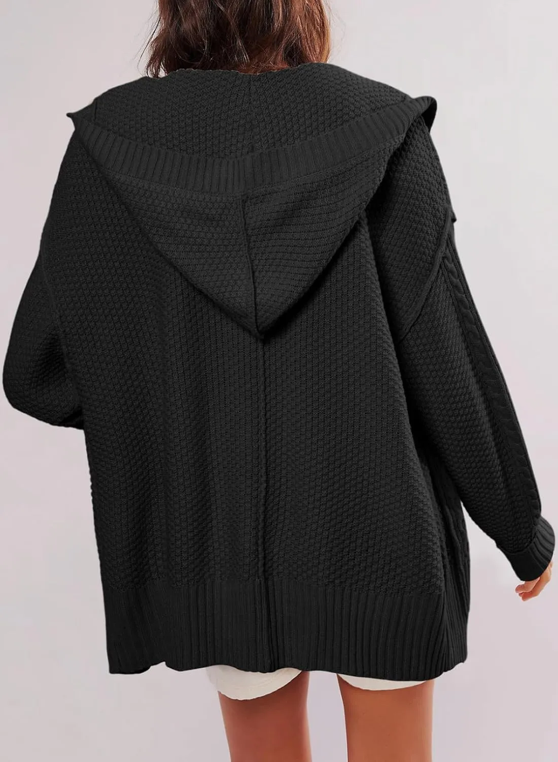Dokotoo Oversized Sweaters for Women Casual Solid Long Sleeve Button Down Chunky Knit Hooded Cardigan Sweaters Coat