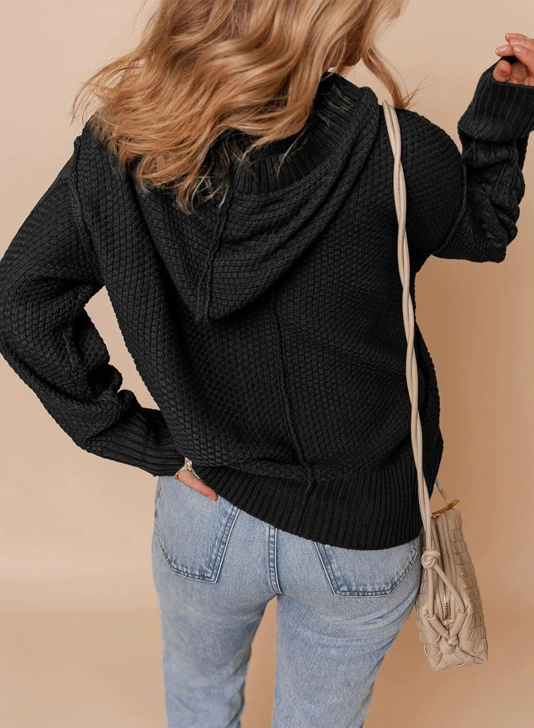 Dokotoo Oversized Sweaters for Women Casual Solid Long Sleeve Button Down Chunky Knit Hooded Cardigan Sweaters Coat