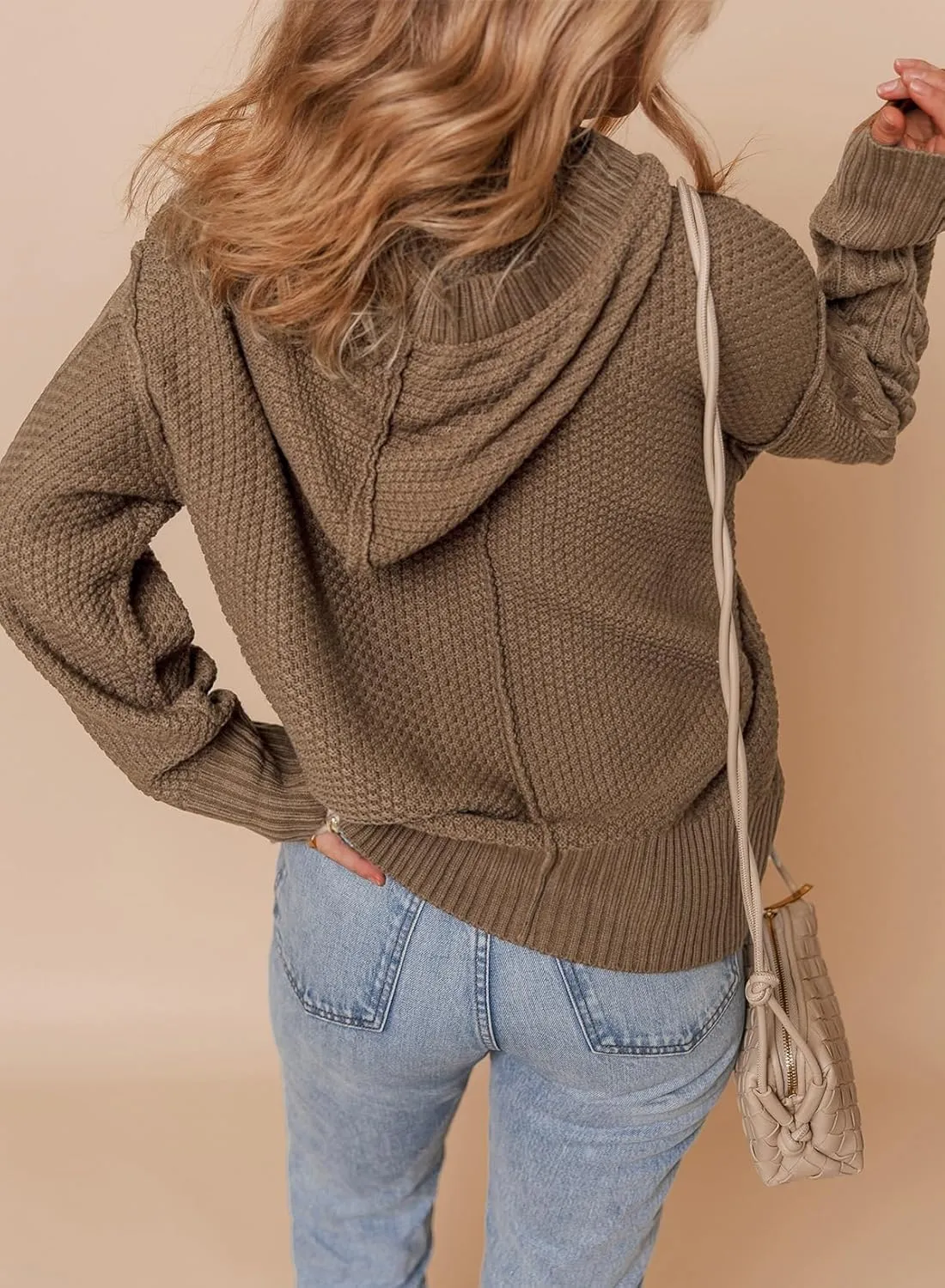 Dokotoo Oversized Sweaters for Women Casual Solid Long Sleeve Button Down Chunky Knit Hooded Cardigan Sweaters Coat