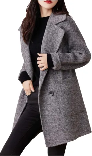 Double-Sided Cashmere Coat For Women, Mid-Length Suit Tie, Double-Breasted, Wool Coat