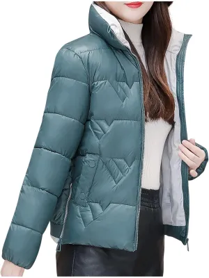 Down Jacket Women Oversized Full Zipper Puffer Coats Warm Thicken Padded Jackets 2024 Winter Outerwear with Pockets