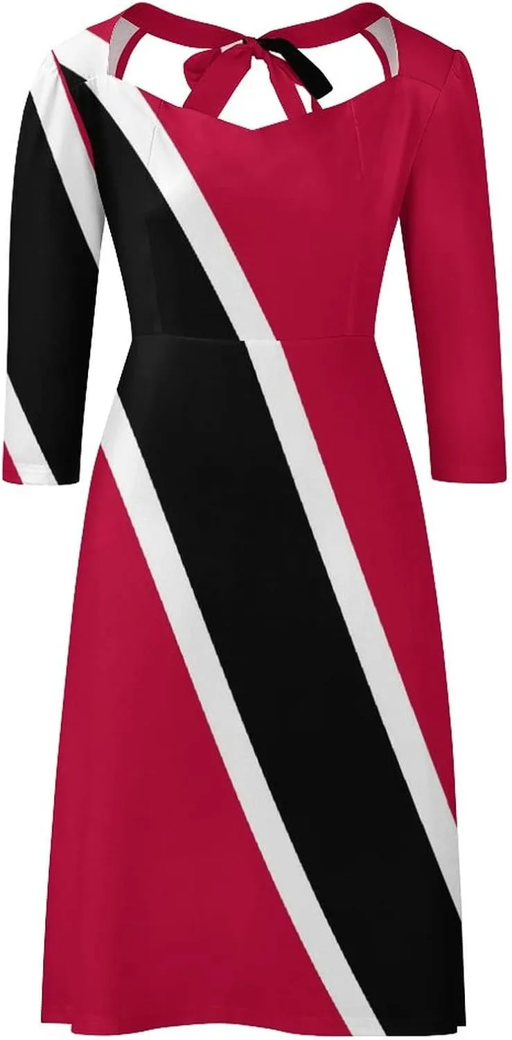 Dress Skirts for Womens Summer Top Trinidad and Tobago Flag Casual V Neck Shift Dress M