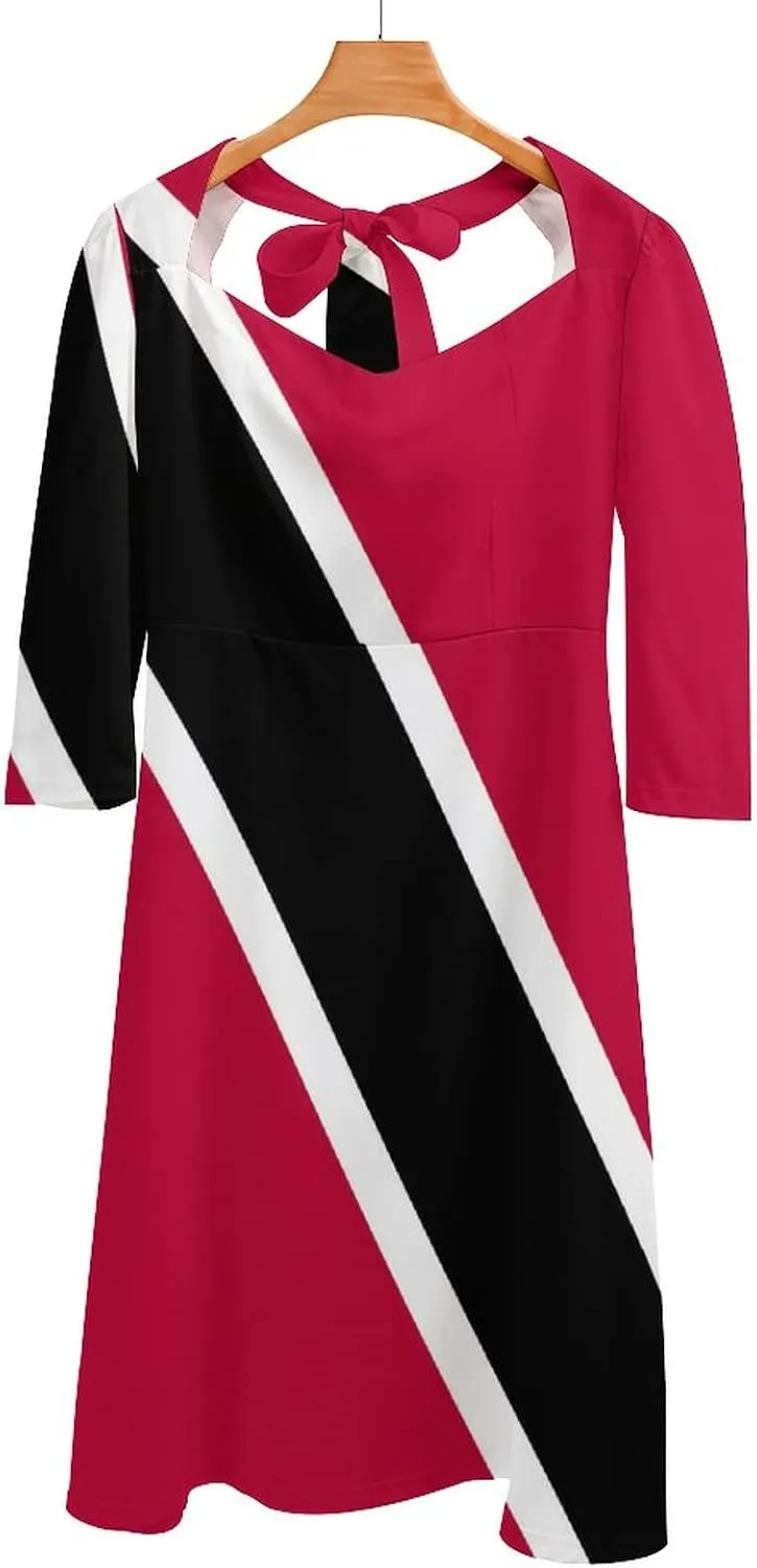 Dress Skirts for Womens Summer Top Trinidad and Tobago Flag Casual V Neck Shift Dress M